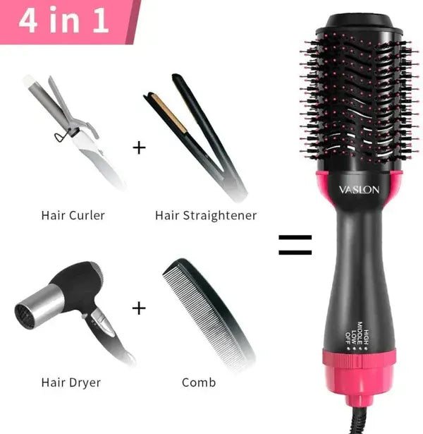 3-in-1 Hot Air Brush – One-Step Hair Dryer, Straightener & Curler
