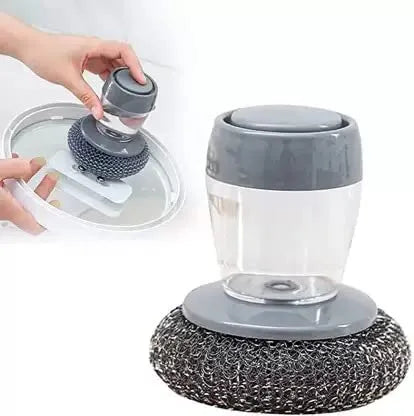 Kitchen Soap Dispensing Palm Brush | Refillable Dish Cleaning Brush