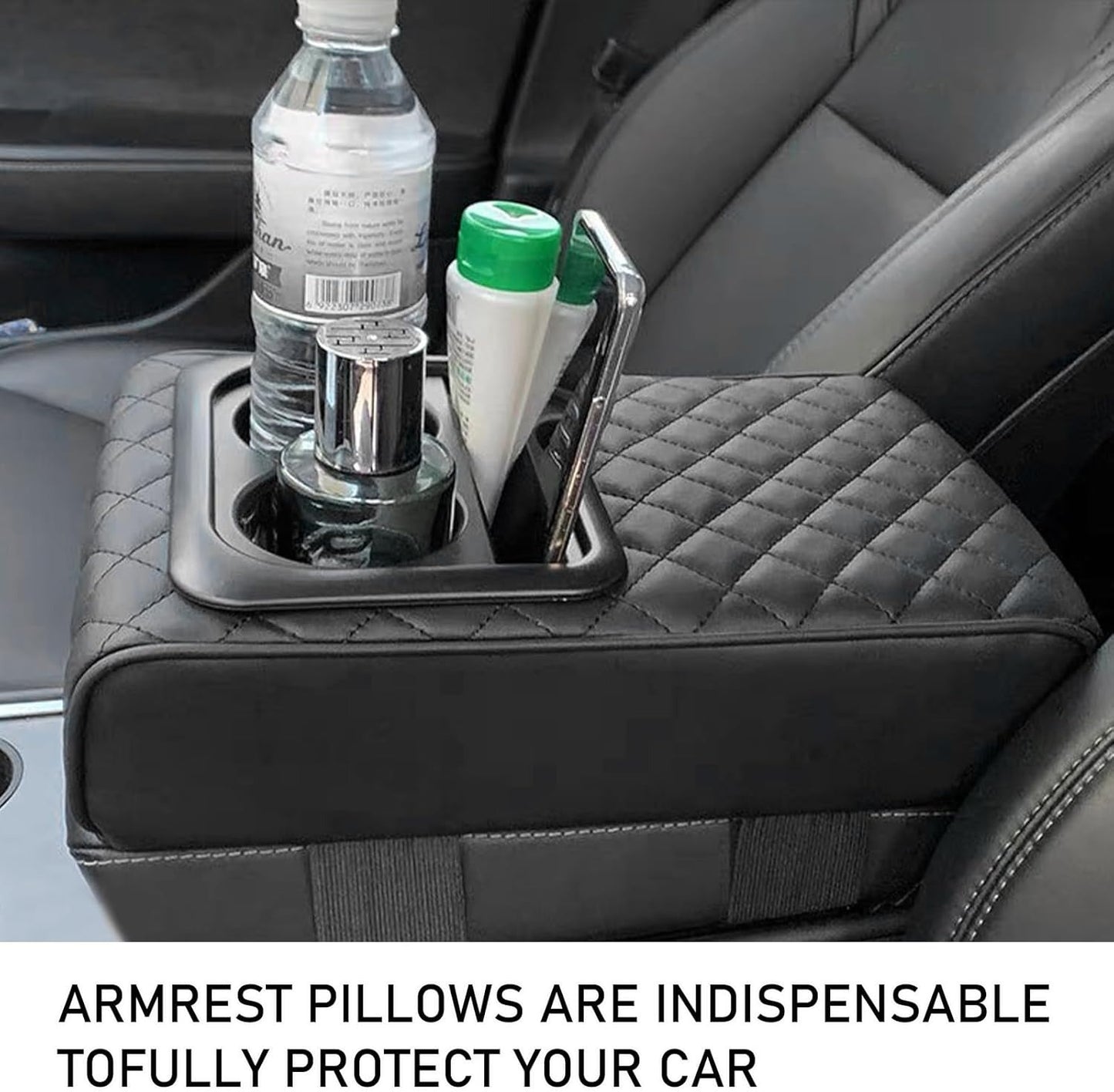 Universal Car Armrest Cushion with Tissue Box & Storage Pocket