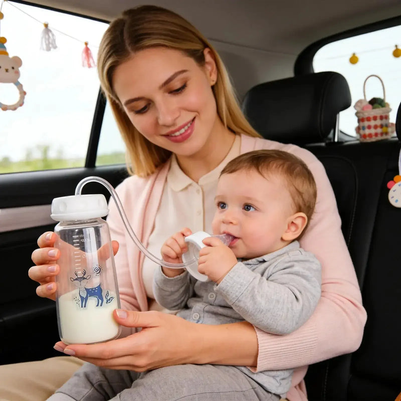 Hands-Free Baby Feeding Bottle with Free Straw Brush