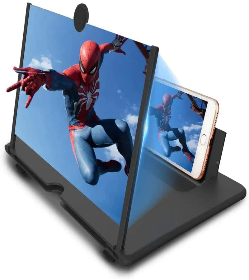 Mobile Screen Magnifier 12 Inch | HD 3D Video Amplifier & Foldable Smartphone Stand with Eye Protection