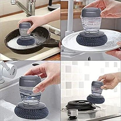 Kitchen Soap Dispensing Palm Brush | Refillable Dish Cleaning Brush