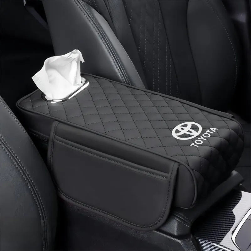 Universal Car Armrest Cushion with Tissue Box & Storage Pocket