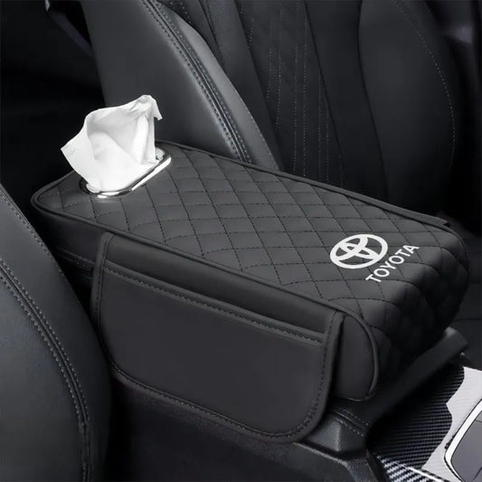 Universal Car Armrest Cushion with Tissue Box & Storage Pocket