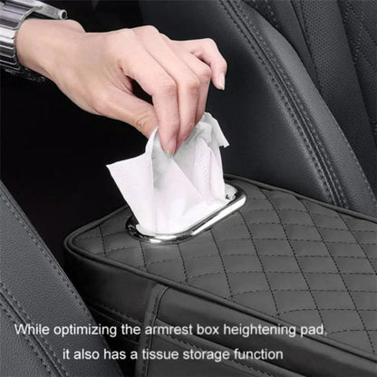 Universal Car Armrest Cushion with Tissue Box & Storage Pocket