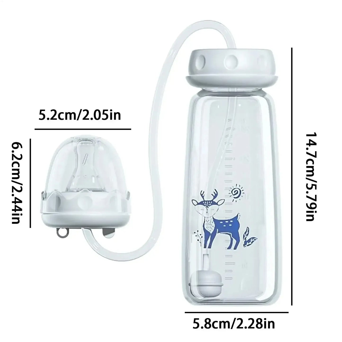 Hands-Free Baby Feeding Bottle with Free Straw Brush