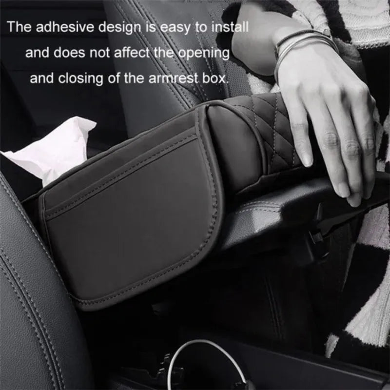 Universal Car Armrest Cushion with Tissue Box & Storage Pocket