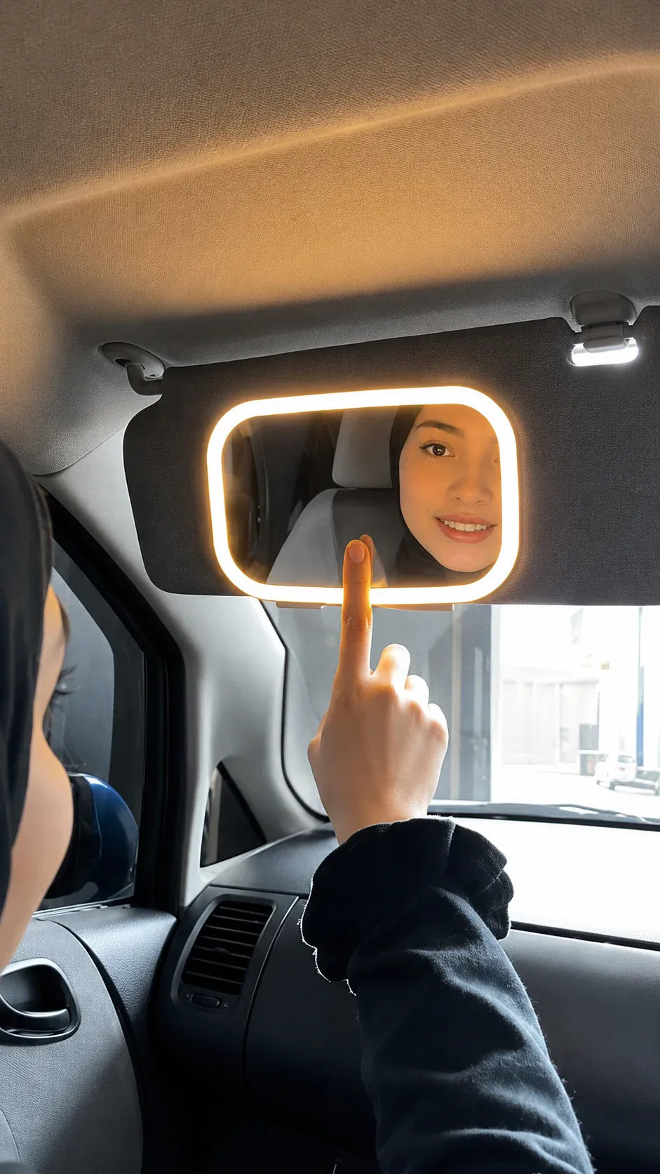 Car Sun Visor Vanity Mirror with LED Lights