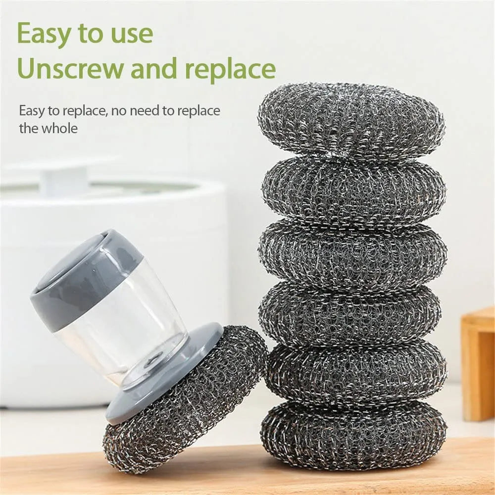 Kitchen Soap Dispensing Palm Brush | Refillable Dish Cleaning Brush