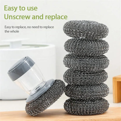 Kitchen Soap Dispensing Palm Brush | Refillable Dish Cleaning Brush