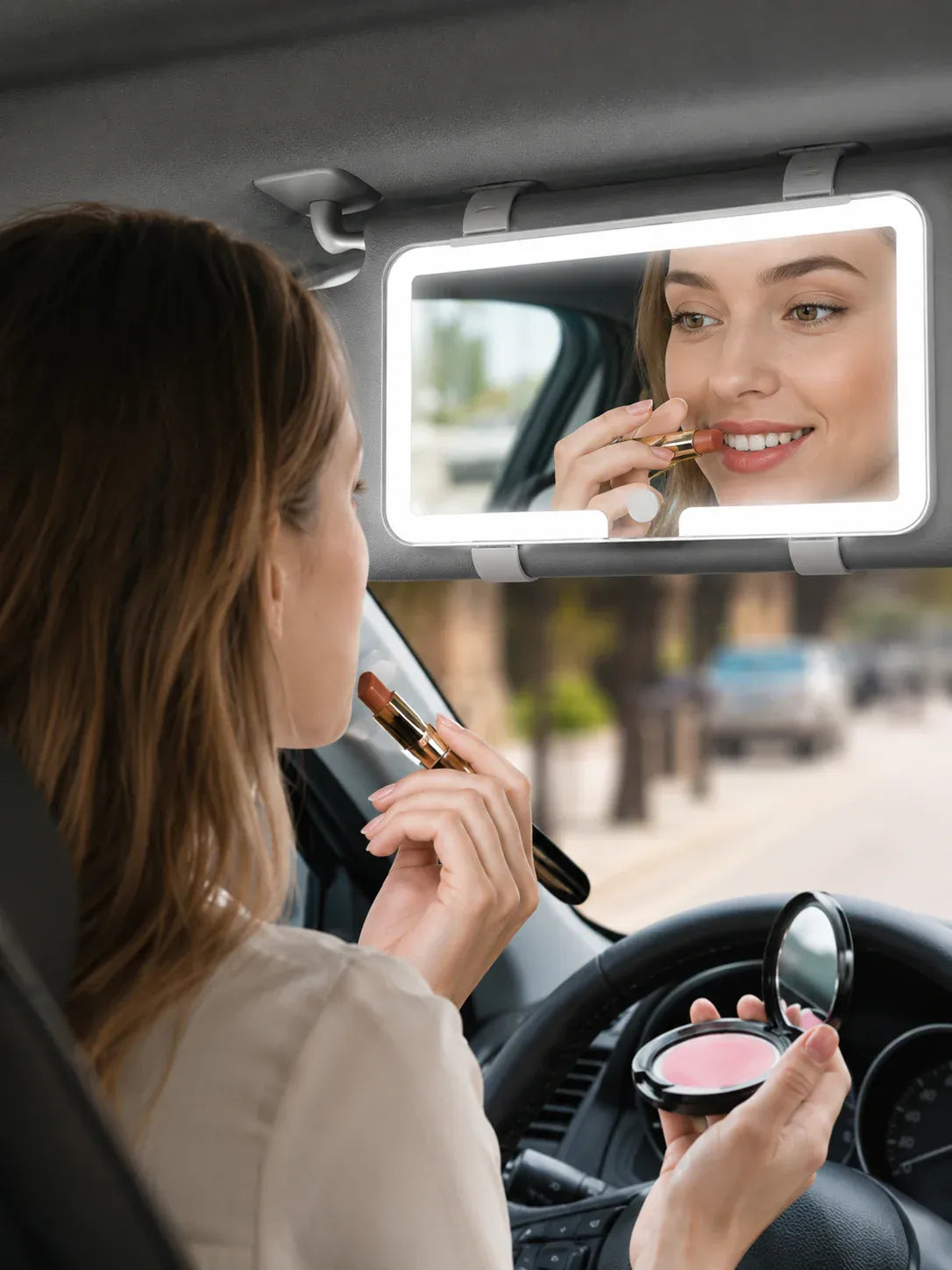 Car Sun Visor Vanity Mirror with LED Lights