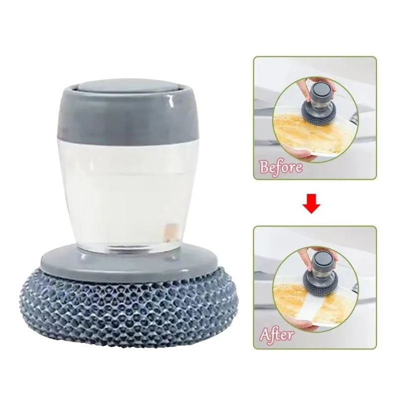 Kitchen Soap Dispensing Palm Brush | Refillable Dish Cleaning Brush