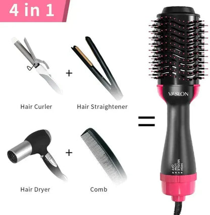 3-in-1 Hot Air Brush – One-Step Hair Dryer, Straightener & Curler