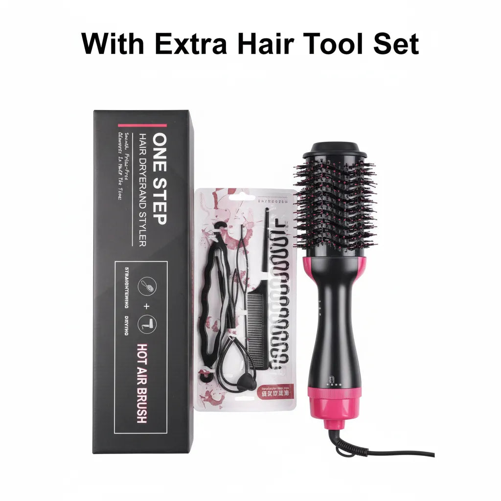 3-in-1 Hot Air Brush – One-Step Hair Dryer, Straightener & Curler